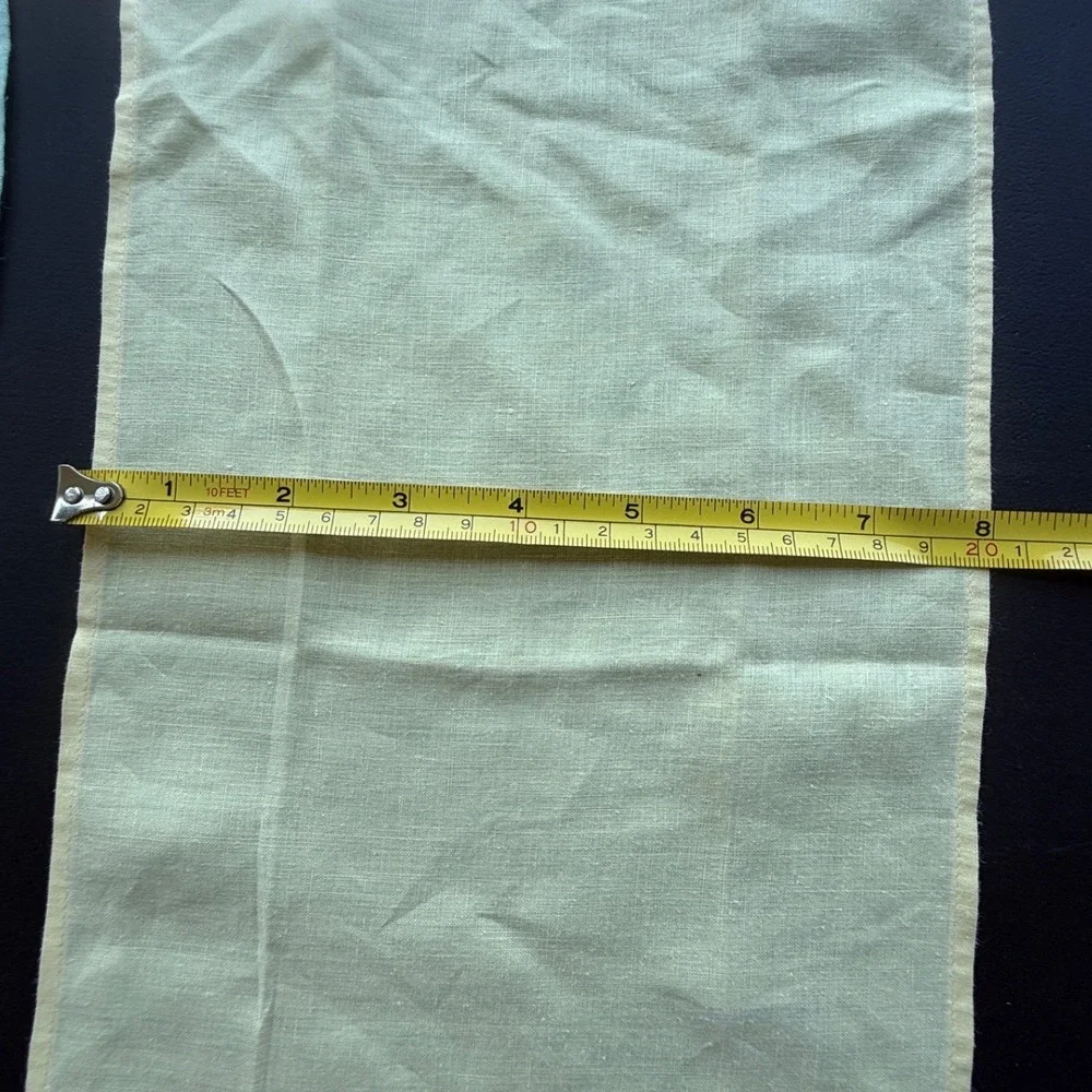 Vintage Pastel Linen Guest Towels Tea Napkins Scalloped Lace Set of 4